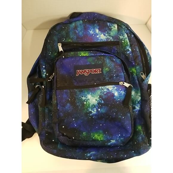 Jansport Big Student Backpack Galaxy Print Blue 34L Laptop Sleeve School Bag New - Picture 1 of 9